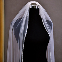 Voile de mariée lourd brodé de perles pour femmes, voiles de mariée faits à la main, voile de mariée en cristal brodé de perles