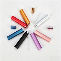 Flacon de parfum portable rechargeable avec logo personnalisé, atomiseur de voyage vide, flacon en verre de 10 ml, emballage personnalisé en boîte cadeau en papier