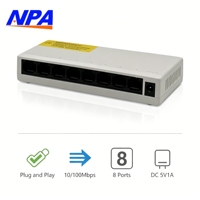 Commutateur réseau 8 ports 10/100 Mbps, commutateur Ethernet de bureau en plastique, 1,6 Gbps, Plug and Play pour la maison, le bureau, la caméra IP