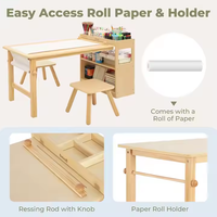 Ensemble table d'étude créative en bois pour enfants table d'étagère stéréoscopique avec armoire de rangement