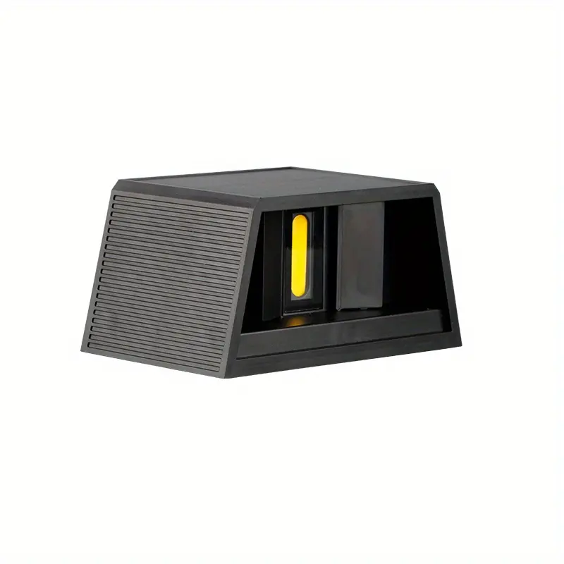 Luces de pared cuadradas con sensor de movimiento con energía solar para exteriores, lámparas de pared negras modernas hacia arriba y hacia abajo, aplique de pared impermeable P65