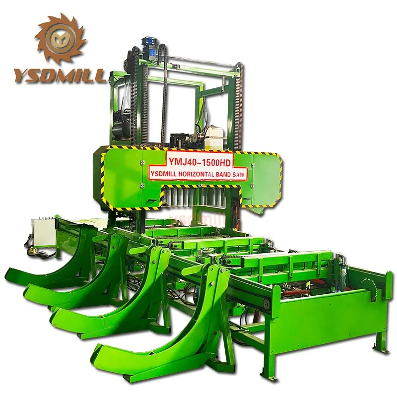 Woodworking hydraulic mobile wood bandsaw sawmill portable horizontal band saw timber cutting machine