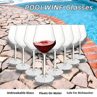 Verres à vin flottants pour piscine, verres à vin incassables à pied, 100 % plastique Tritan, compatibles lave-vaisselle, sans BPA, gobelets à vin pour fêtes