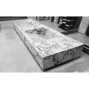 อ่างล้างหน้าหินอ่อนคาลาคัตต้าสีเทา อ่างล้างหน้าหินอ่อนธรรมชาติแบบตั้งพื้น - Product Image 4