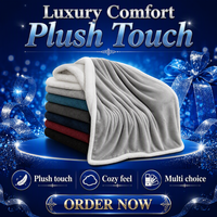 Couverture en flanelle sherpa double couche de luxe, douce et épaisse, avec surpiqûres, pour la maison, le bureau, les voyages, certifiée GRS, BSCI, Oeko-Tex