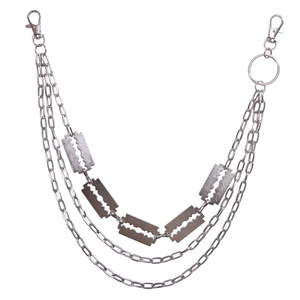 Multi Layered Metal Denim <b>Jeans</b> <b>Chain</b> With Blade Punk Style Waist <b>Chain</b> For Daily Wear Zinc Alloy Material - Product Image 5