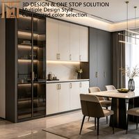 Aparador Moderno de Madera Maciza con Iluminación LED, Ecológico, de Gran Capacidad, con Estantes Ajustables, Personalizado, Negro, para Apartamento