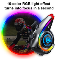 Casque de moto Y21 avec micro intégré, éclairage RGB, radio FM, étanche IPX6, 18h d'autonomie musicale