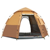 Tente de camping automatique économique pour 4 personnes, double couche, en tissu Oxford, avec deux chambres, grand dôme, protection solaire, trois saisons