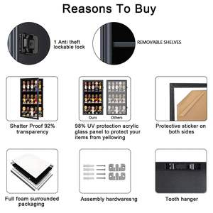 Vitrine <span class=keywords><strong>murale</strong></span> noire en bois pour figurines bobblehead, verrouillable, avec protection UV pour objets de collection - Product Image 4