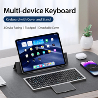 Nouveau clavier sans fil pliable multi-appareils en plastique avec pavé tactile USB Type-C, étui de recharge portable pour tablette et ordinateur portable