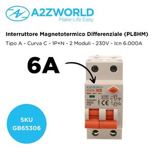 Interruptor Diferencial de Doble Palanca Tipo B, 6000A, 30mA, C6A, CA 230V, IP20, IEC61009-1, RCBO, PL8HM - Product Image 2