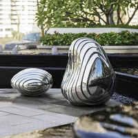 Miroir Paysage Pierre Extérieur Pelouse Rock Design Extérieur Jardin En Acier Inoxydable Galet Art Décoration Sculpture