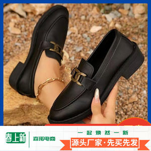 Mocasines planos originales de estilo británico para mujer, zapatos de punta suave de cuero genuino con traje de trabajo profesional negro pequeño de terciopelo - Product Image 5