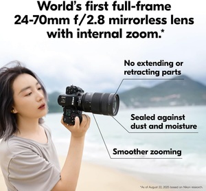 NIKKOR Z 24-70mm F/2.8 S II, premier objectif plein format interne au monde, fabriqué en Chine, zoom interne pour une stabilité accrue lors du zooming - Product Image 6