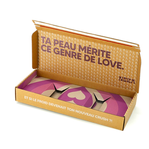 Boîte en carton ondulé personnalisée avec slogan <span class=keywords><strong>français</strong></span> imprimé, faible MOQ, recyclable, pour ensembles de beauté (OEM/ODM) - Product Image 1