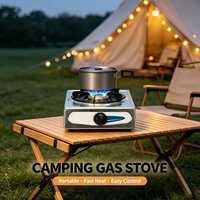 Kompor Gas Portabel Stainless Steel Tungku Tunggal dengan Kontrol Api yang Dapat Disesuaikan dan Proteksi Pemadaman Api untuk Dapur Rumah dan RV
