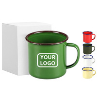 Tasse à café ou à thé en émail personnalisée avec logo, fabriquée en Chine par un fournisseur d'usine, logo personnalisé imprimé, tasse en émail métallique pour le camping
