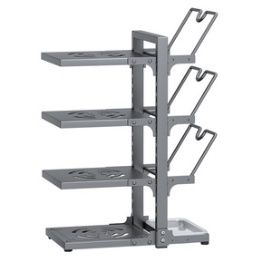 Kitchen <b>Storage</b> Rack Multi Tier Pot <b>Pan</b> Organizer For Cabinet Sink Stovetop Countertop 8-11.9in Depth - Product Image 5