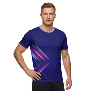 <b>Men's</b> Purple Geometric Print Soccer Jersey Short Sleeve Crew Neck Moisture Wicking Fitted Polyester Sportwear - Product Image 3