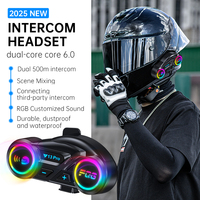 Intercom Y13 Pro pour deux motards, portée de 500 m, partage de musique, coexistence, étanche IP56, plastique ABS, double puce 6.0, effets RVB