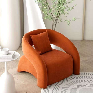 Fauteuil de salon contemporain en velours courbé, rembourré, pour hôtel moderne, extérieur et salle à manger - Product Image 1