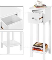 Inweto 2025 New Avon Exquisite Slim Table de chevet en bois Table de chevet tiroir étagère ouverte pour chambre réception couloir côté blanc