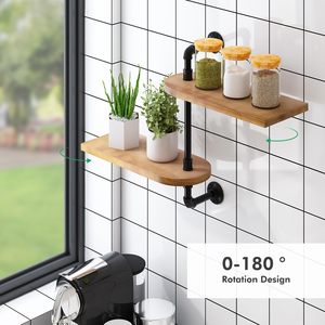 Étagère à plantes à fenêtre rotative à 2 niveaux, support pour plantes d'intérieur <span class=keywords><strong>en</strong></span> <span class=keywords><strong>bois</strong></span>, support <span class=keywords><strong>mural</strong></span> pour plantes - Product Image 3
