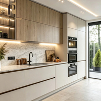 Meubles de cuisine modernes en placage de bois, finition chêne naturel, pour immeubles d'appartements