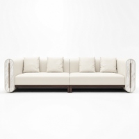 Canapé textile minimaliste robuste de la marque JM |   Canapé trois places rembourré avec structure en bois massif pour salon, vente en gros