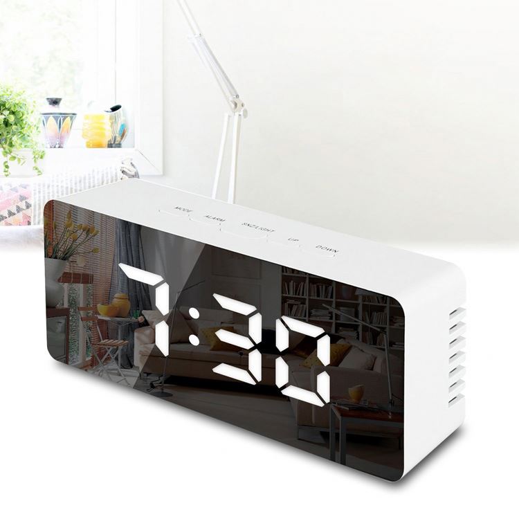 Wake up Light Electronic Large Time Temperature Display Clock LED Mirror Alar m Clock Digital Snooze Table Clock