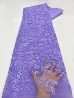 NI.AI 2026 Nouveau Tissu en Dentelle de Tulle Perlé à la Main et Brodé de Paillettes, Maille de Luxe Premium pour Robes de Mariage et de Soirée Africaines Asoebi