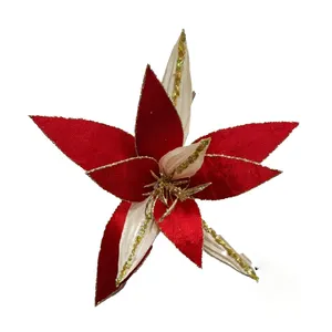 Schlussverkauf 28 cm künstliche Weihnachtsblumen Dekorationen Blumenornamente
