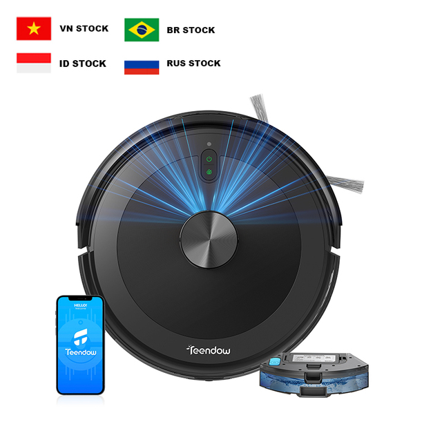 Teendow Rechargeable 2700Pa Robot Vacuum and Mop Combo Lidar Navigation Smart Mapping Vacuum Cleaner Robot