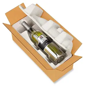 Bandeja de embalaje para botella de vino, pulpa de papel moldeada de caña de azúcar reciclable respetuosa con el medio ambiente