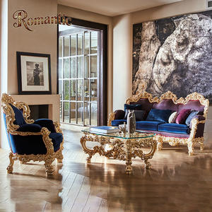 Venta de Fábrica, Sofá Estilo Rococó Francés Luis XV, Madera Maciza al por Mayor, Tallado a Mano, Tela de Alta Gama, Muebles Barrocos - Product Image 1