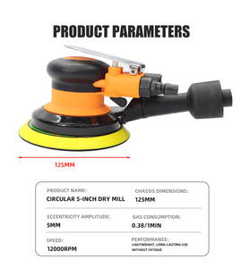 Ponceuse pneumatique à double action de 5 pouces 125mm avec plaque de support Ponceuse orbitale aléatoire à air robuste pour les tâches de ponçage - Product Image 6