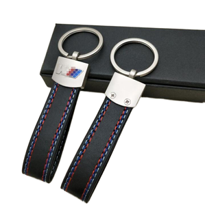 Charm Custom Customized Logo PU Leather Car Keyrings Metal Keychain for Promotional Carabiners and Customer Gifts