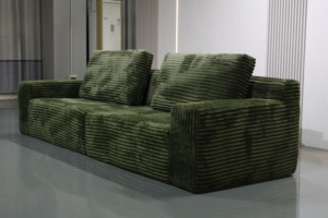 Sofá Modular de 3 Plazas en Corduroy Verde Oliva, Modelo A-29, para Sala de Estar de Apartamento - Product Image 3
