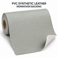 Cuir synthétique PVC gris clair avec support non tissé, imperméable, gaufré, simili cuir pour l'ameublement intérieur de voiture et la sellerie