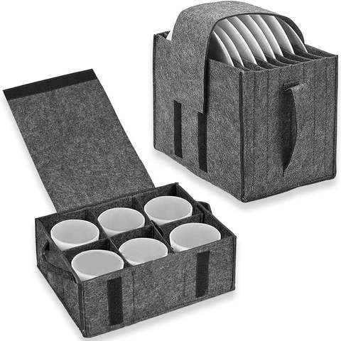 Wholesale Foldable Foldable Felt Storage Containers Set Home Kitchen Dish Bowl Plates Holder Recycled Moving Boxes Camping