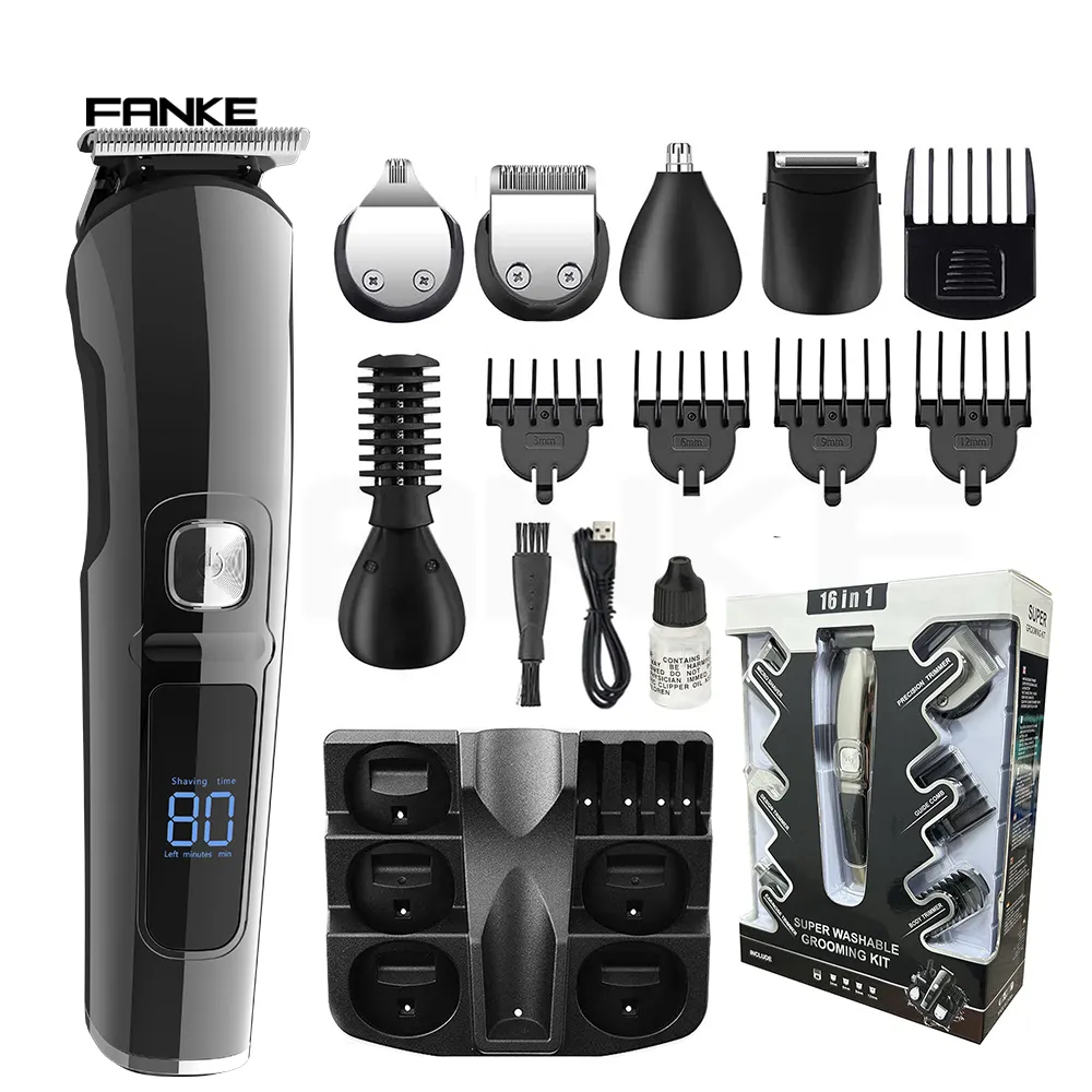 FK-8688 Tùy Chỉnh Không Thấm Nước Tóc Clipper Set 5-Trong-1 Đa Chức Năng Không Dây Điện Tông Đơ Tóc Clipper Cho Nam Giới