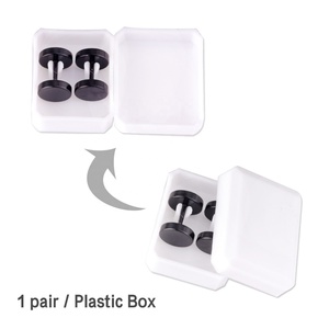 Boucles d'oreilles clous punk en acier inoxydable, design haltère à visser, dos plat, motif points arc-en-ciel, pour femmes, pour mariage et fiançailles, très demandées - Product Image 5