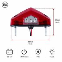 Luz Trasera para Motocicleta sin Guardabarros, Luz LED para Matrícula de 12V, Lámpara Universal para Placa de Matrícula con Certificación E8, IP65, Luz de Freno