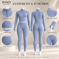 Vêtements de yoga de haute qualité, grande taille, légers, coupe ajustée, séchage rapide, manches longues, respirants, col montant, fermeture éclair quart, pour adultes