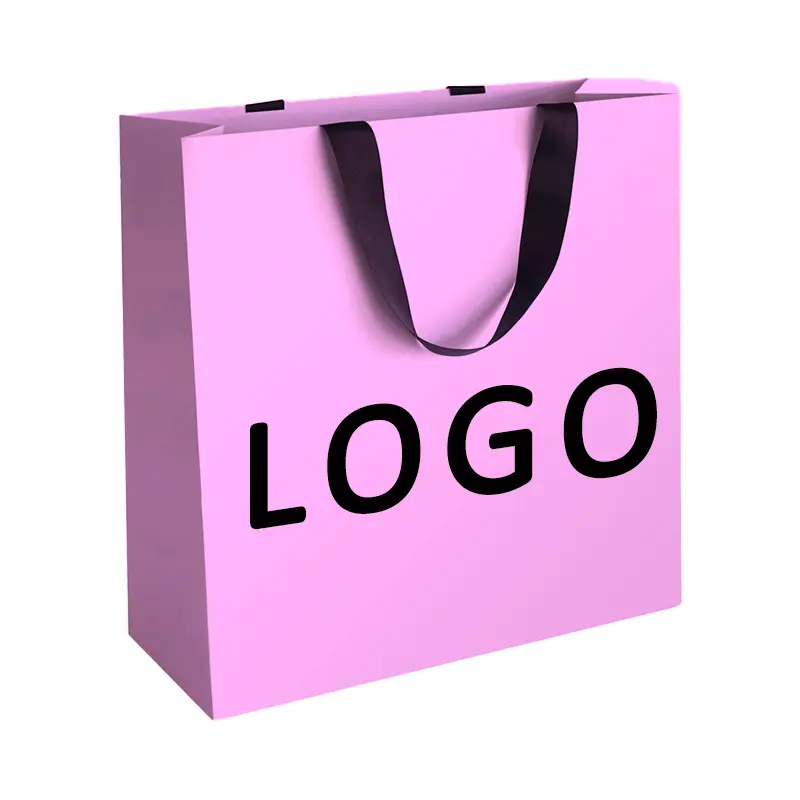 Bolsas de compras de regalo de lujo al por mayor, bolsas de papel con asa de regalo de Boutique de diseño personalizado para Nueva Empresa