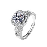 Bague de luxe ajustable pour femme en moissanite micro-pavée et zircone carrée de deux carats, bijoux de mariage et de fiançailles