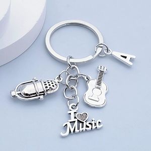 Llavero con Colgante de Guitarra y Micrófono con Letras Musicales, Estilo Europeo y Americano, Joyería de Moda - Product Image 4