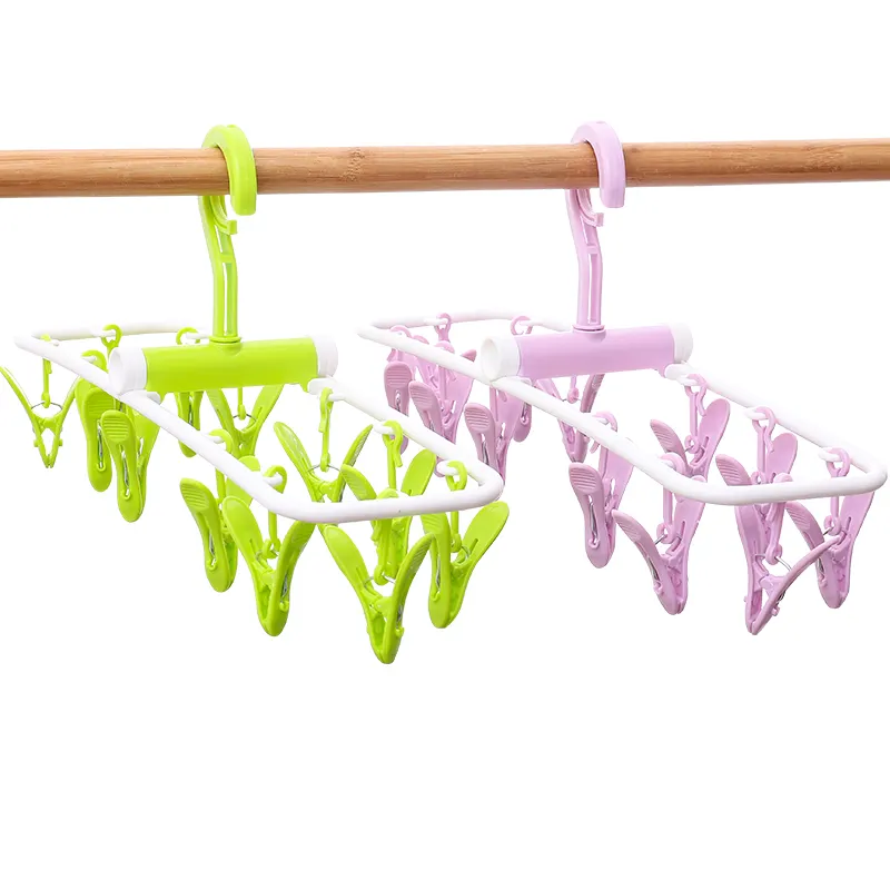 360 Rotating Multi Functional Colorful Candy 12 clips Hanger Plastic Drying Rack
