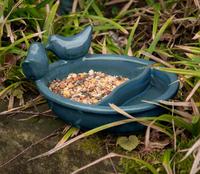 Esschert Design Offre spéciale Mangeoire à oiseaux en céramique 2-1, Mangeoire à eau ovale fonctionnelle pour oiseaux
